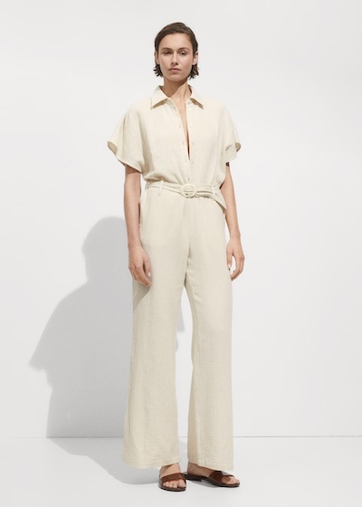 Lange Jumpsuit Met Ceintuur Mango