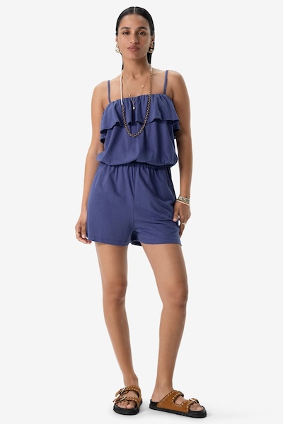 Blauwe Playsuit Met Ruffles