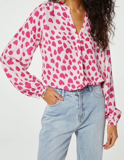 Fabienne Chapot Blouse Frida Met Stippen Roze Creme Roze 8719561300239