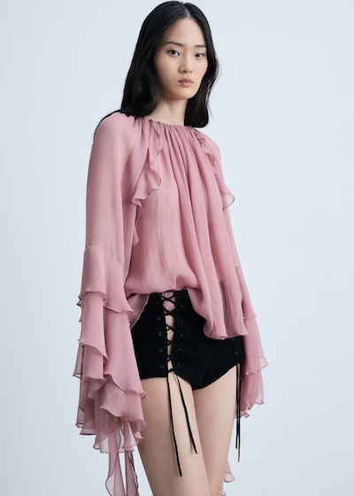 Bohemian Muse Chiffon Blouse Met Ruches