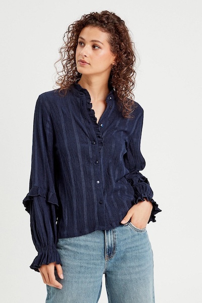 Cache Cache Blouse Met Ruches Marine Marine 3612533498970