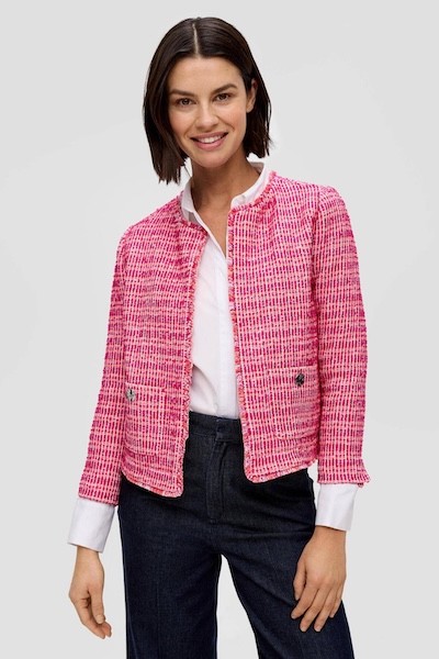 S Oliver Black Label Gestreepte Tweed Jasje Roze Tweed Jasjes