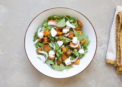 herfstsalades: salade met pompoen en geitenkaas