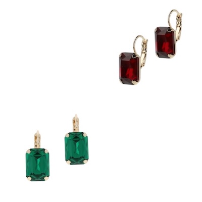 Set Oorbellen Ruby Red Emerald Green