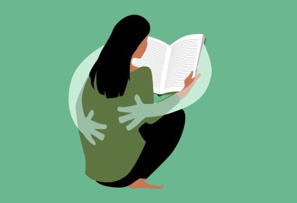 Adembenemende Boeken: illustratie van vrouw die boek leest