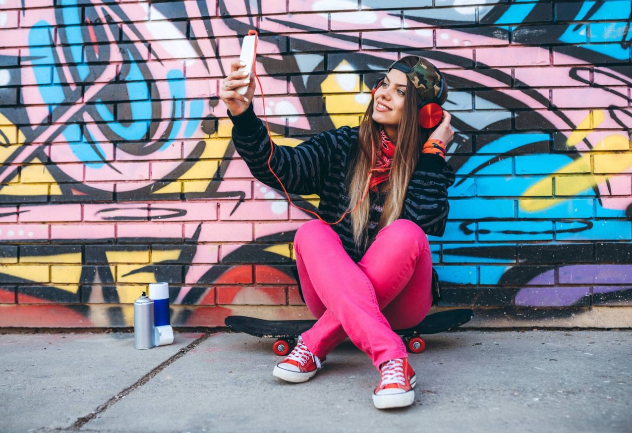 Selfies Bij Graffiti Muur