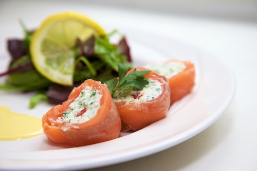 zalmrolletjes met roomkaas: amuse voor kerst