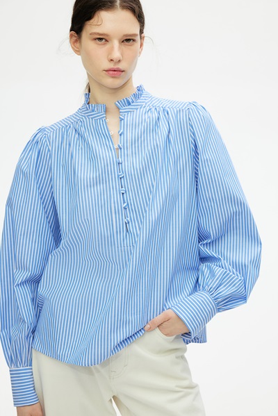 Frilled Collar Coton Blouse